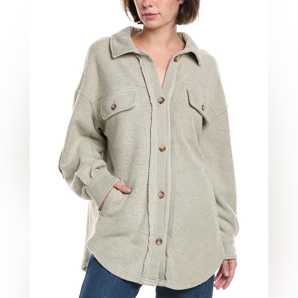 Free People Ruby Oversized Fleece Shirt Jacket‎ – Light Sage Green 🌿✨